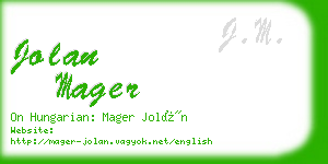 jolan mager business card